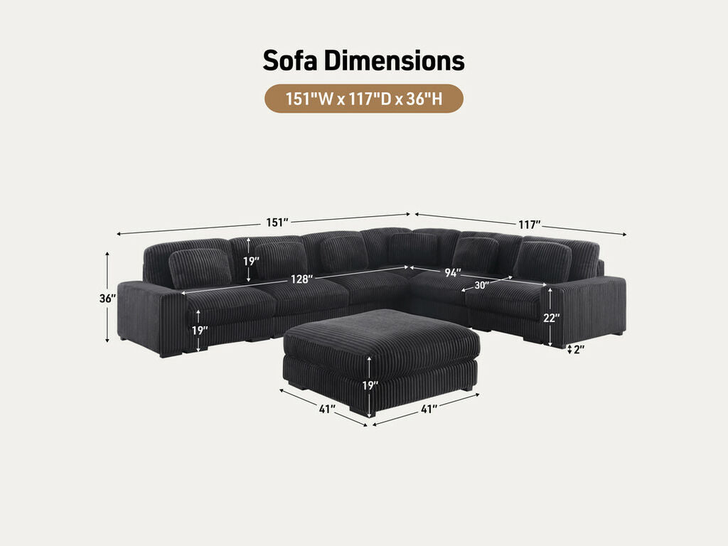 Sloane Charcoal Corduroy Modular Sectional