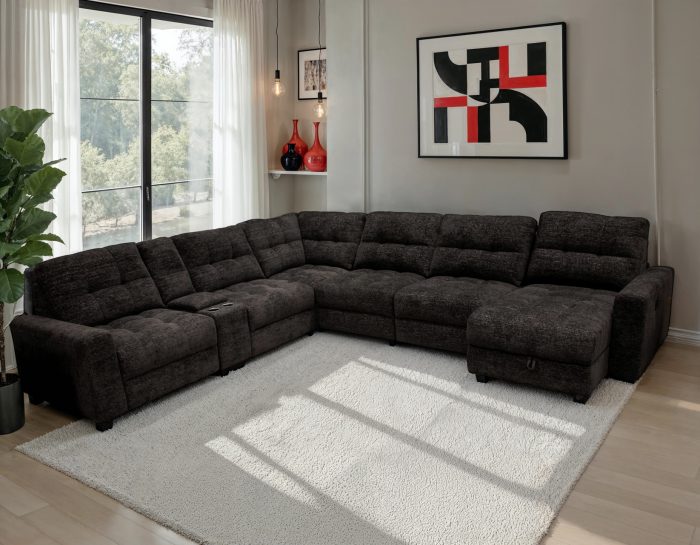 Snyder Black 7 Pc Slider Sectional
