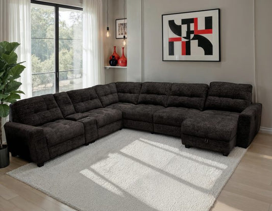 Snyder Black 7 Pc Slider Sectional
