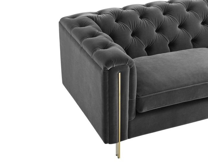 Charlene Button Tufted Rolled Arm Chesterfield Sofa