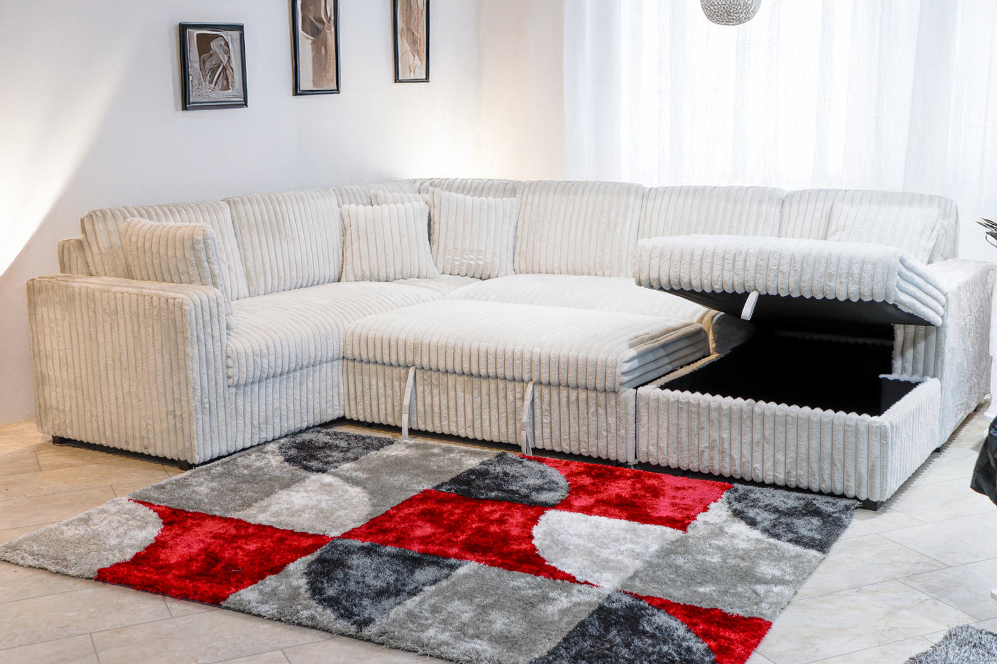 Bliss Stationary Sectional Sleeper Mist Gray
