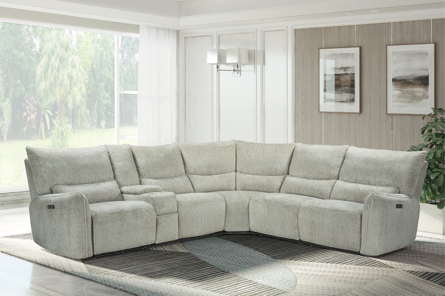 Remsen 3 Pc / 2 PWR Sectional Latte Polyester