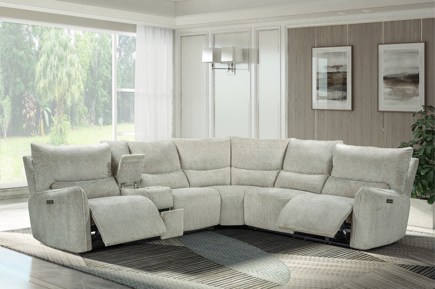 Remsen 3 Pc / 2 PWR Sectional Latte Polyester