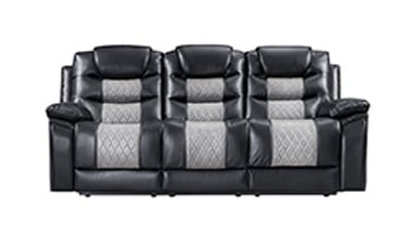 Nikko Black Gray Double Reclining 2 Pc Sofa Set