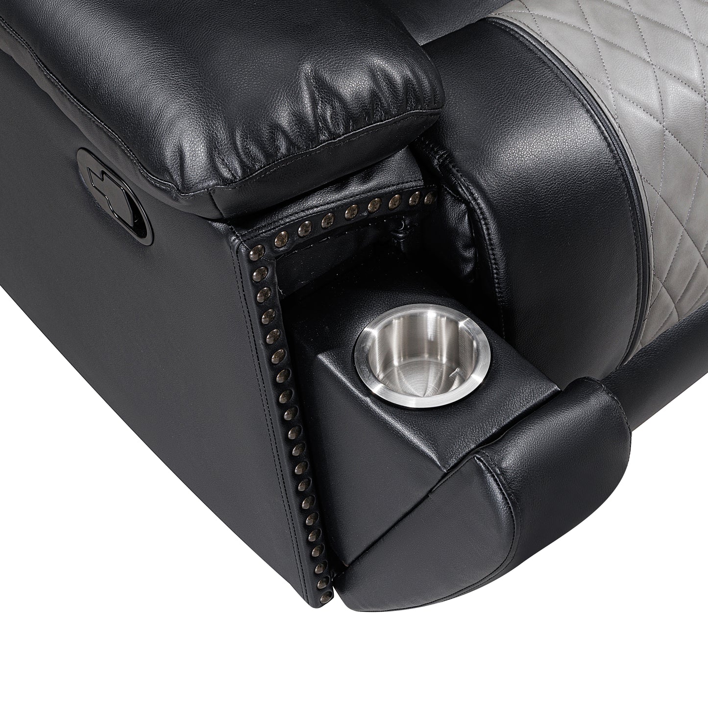 Nikko Black Gray Double Reclining 2 Pc Sofa Set