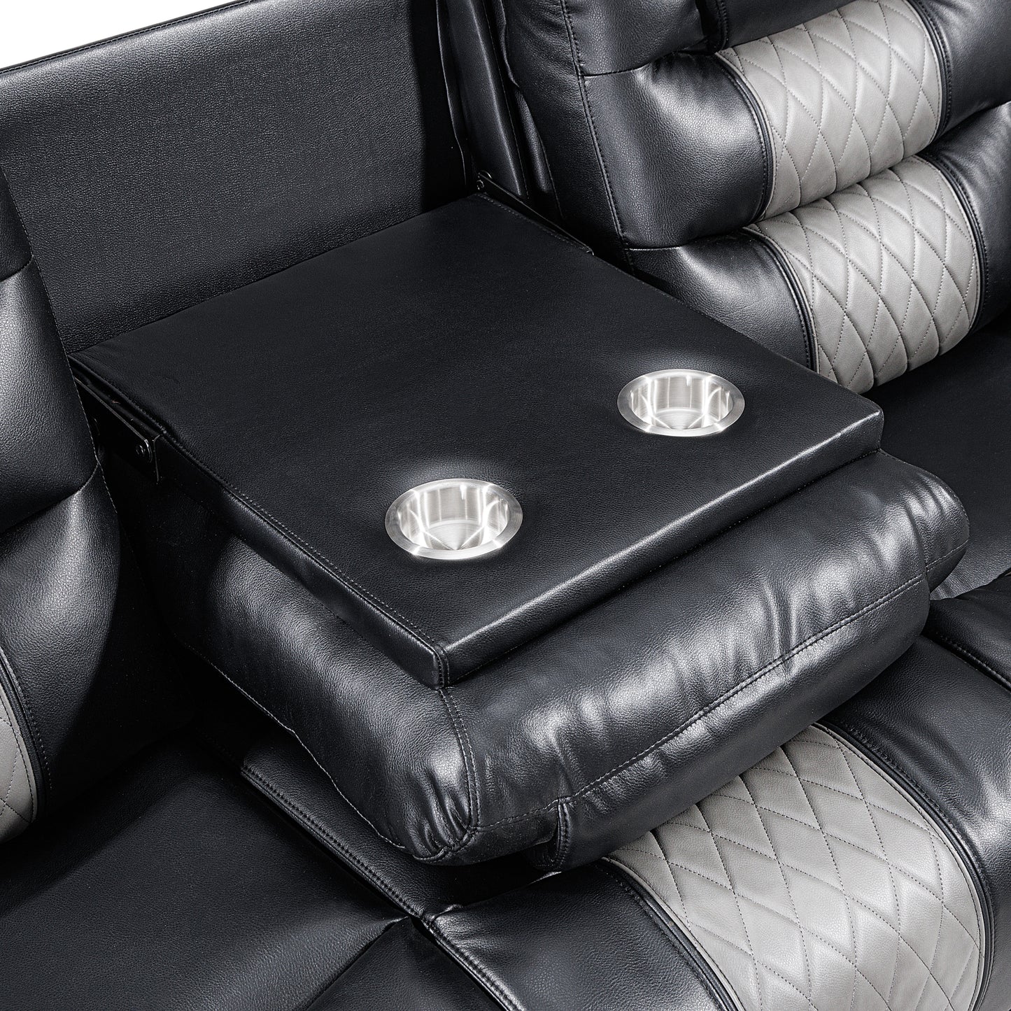 Nikko Black Gray Double Reclining 2 Pc Sofa Set