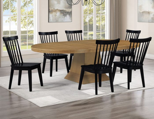 Vaughn Expandable Dining Set Driftwood & Black