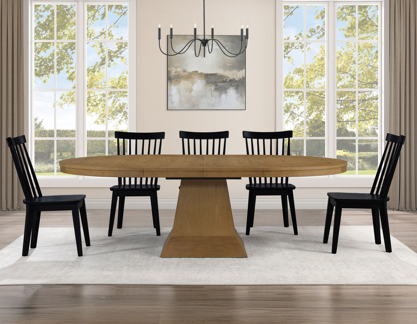 Vaughn Expandable Dining Set Driftwood & Black