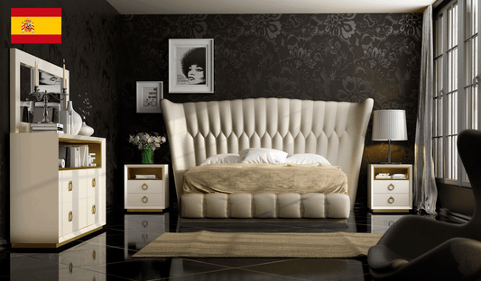 Franco Spain 5 Pc Velvet Bedroom Set by ESF