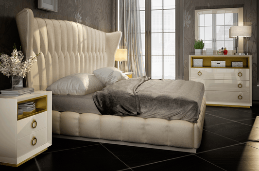 Franco Spain 5 Pc Velvet Bedroom Set by ESF
