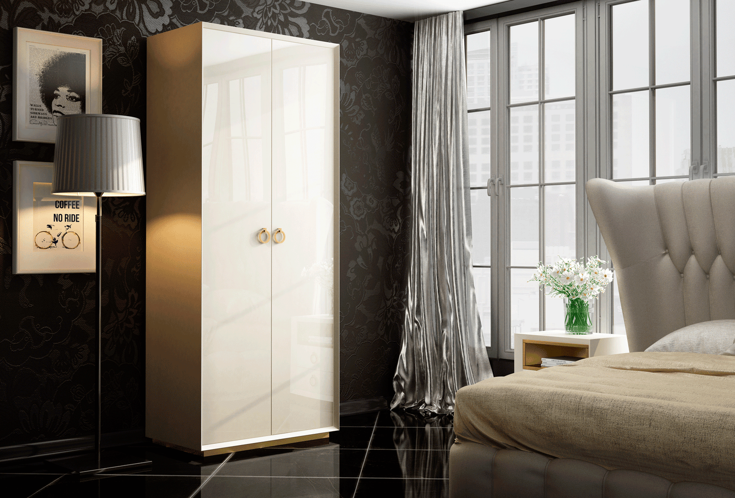 Franco Spain 5 Pc Velvet Bedroom Set - King