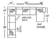 Wesley 4 Pc Sectional - 5 Colors