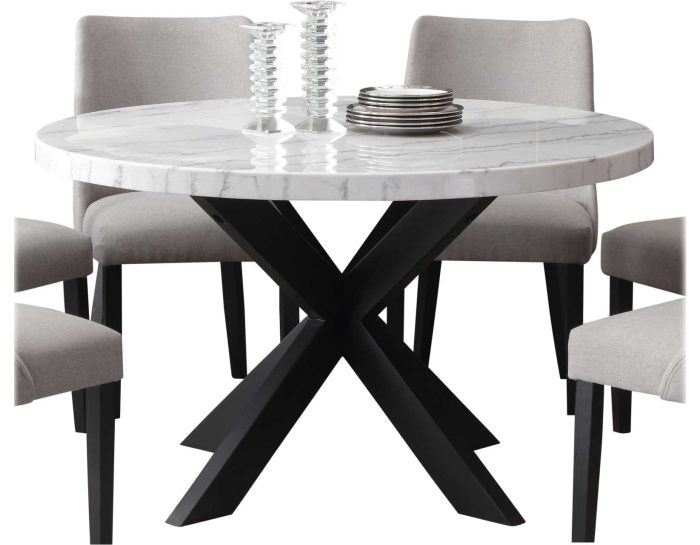 Xena 52 Inch Round 5 Pc Marble Dining Set