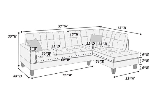 Poundex F8883 Azure 2 Pc Sectional