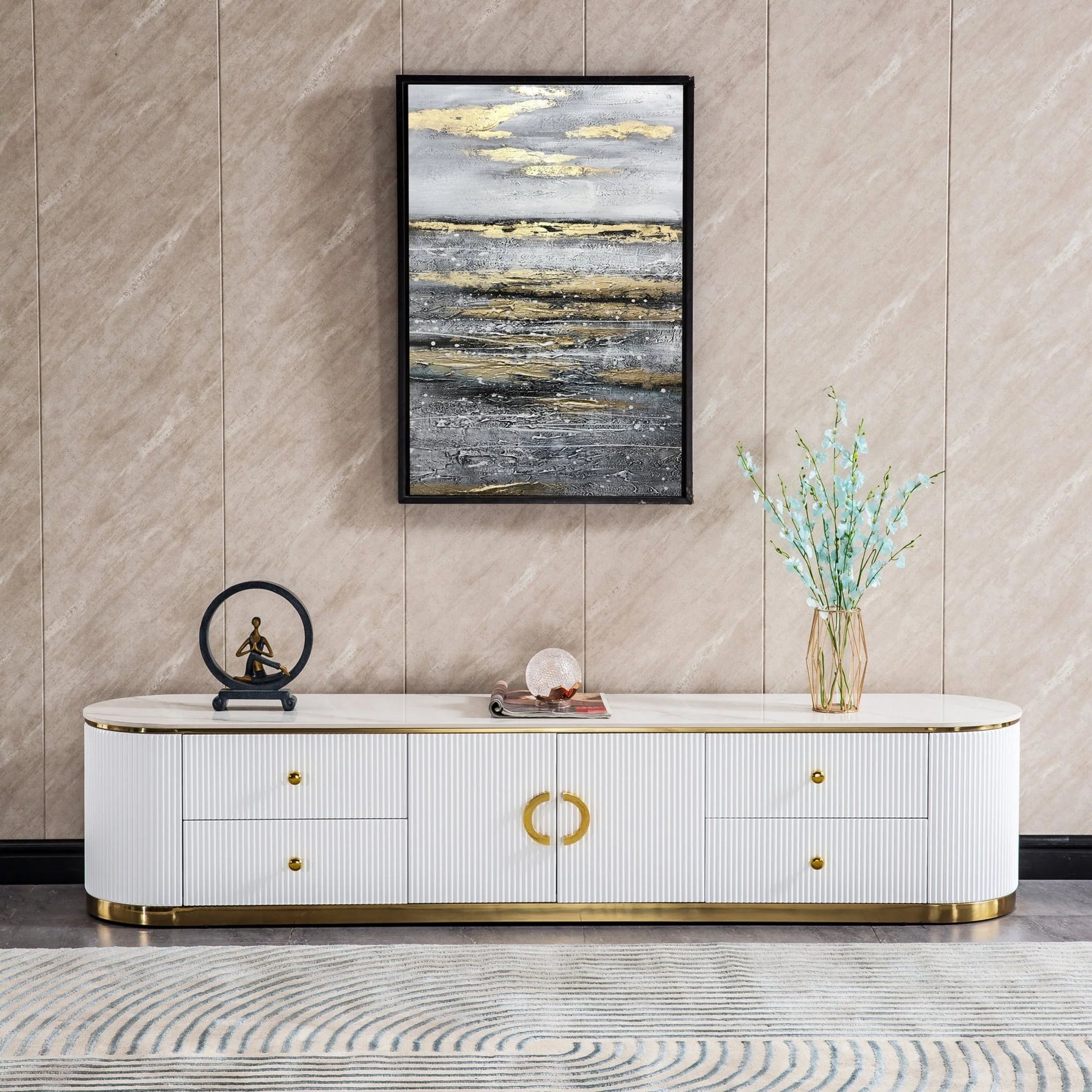 White lacquer tv stand discount