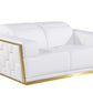 Global United 1111 Loveseat - White Italian Leather