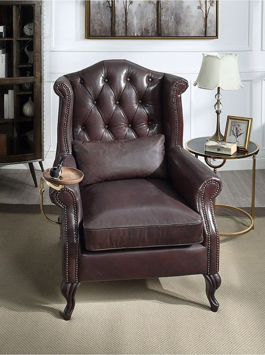 Pino Brown Leather Accent Chair AC02994