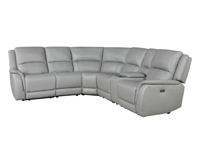 Alexandria Stone Leather 6 Pc Sectional - Steve Silver