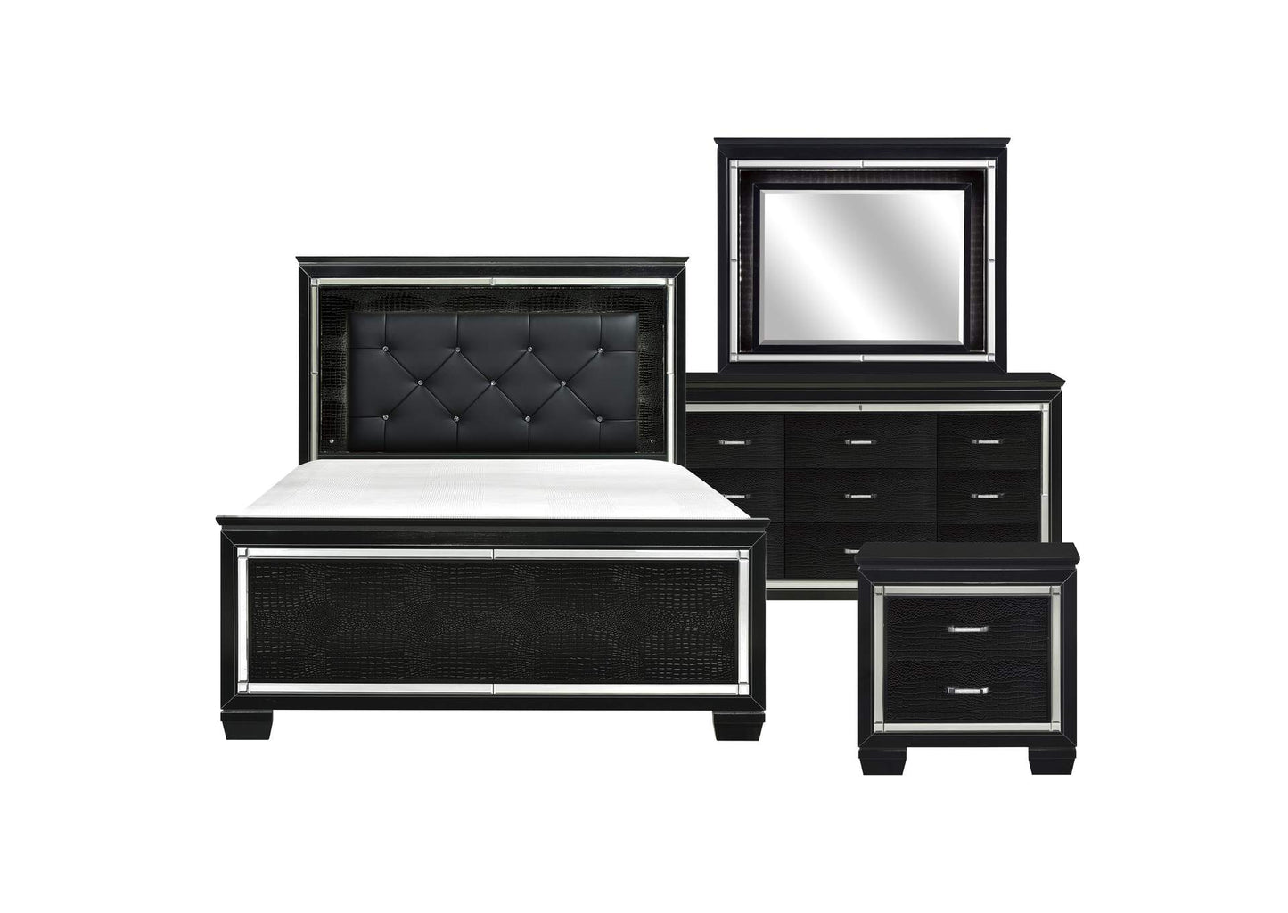 Colección de dormitorio Allura con luces LED 1916 - Acabado en negro