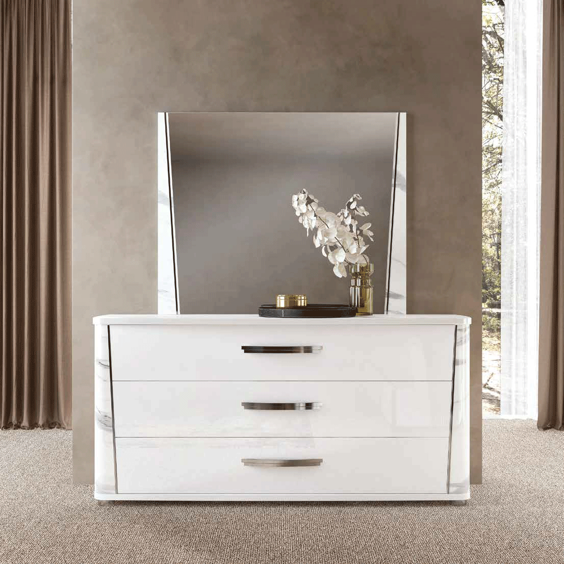 Anna High Gloss Marble Bedroom Collection by ESF