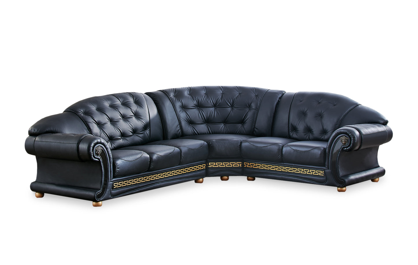 Apolo Top Grain Black Leather Sectional