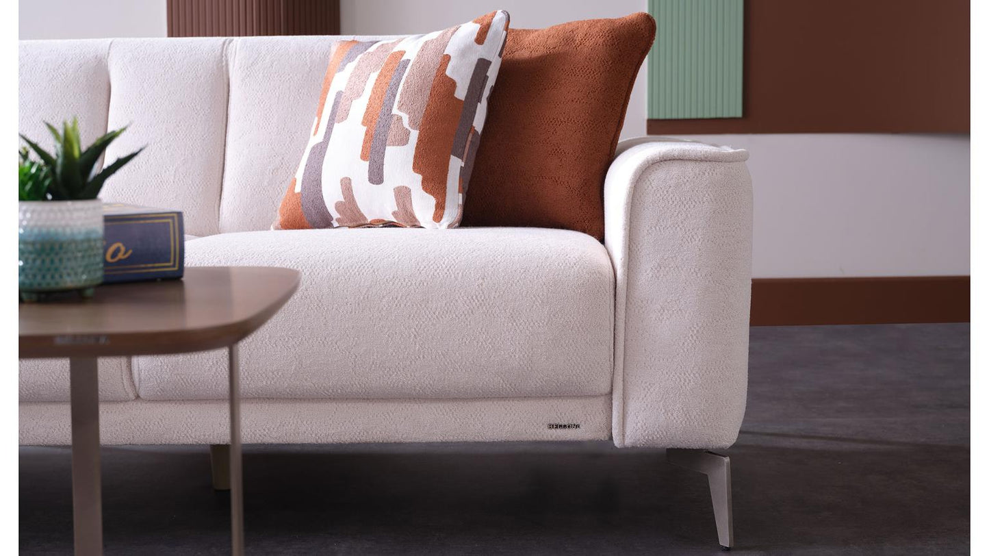 Atlanta 4 Pc Sectional Cream Chenille by Bellona