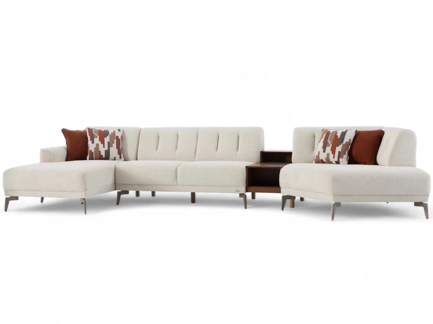 Atlanta 4 Pc Sectional Cream Chenille by Bellona