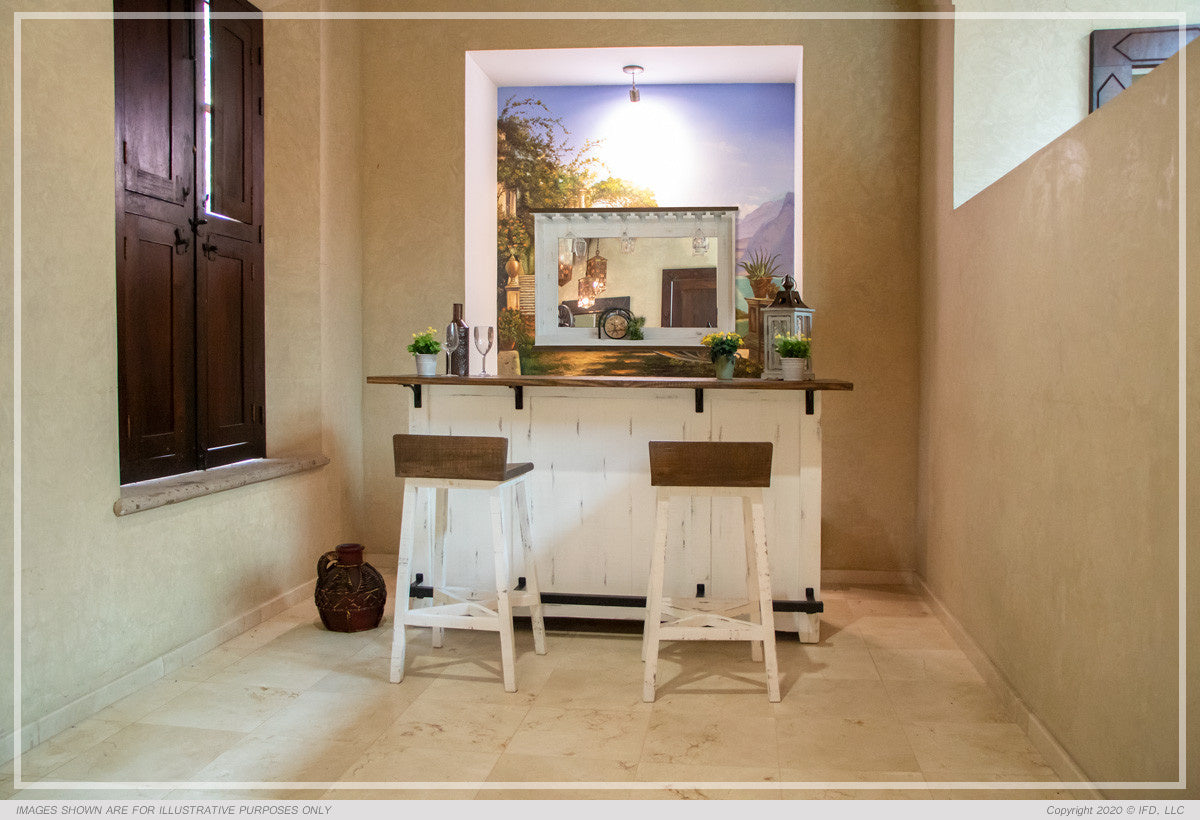 Juego de bar Pueblo White envejecido - 100% madera maciza