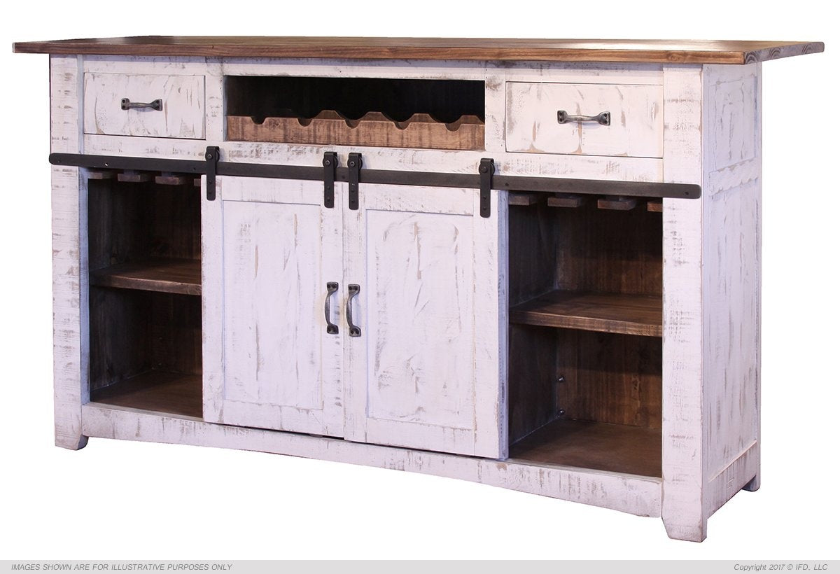 Juego de bar Pueblo White envejecido - 100% madera maciza