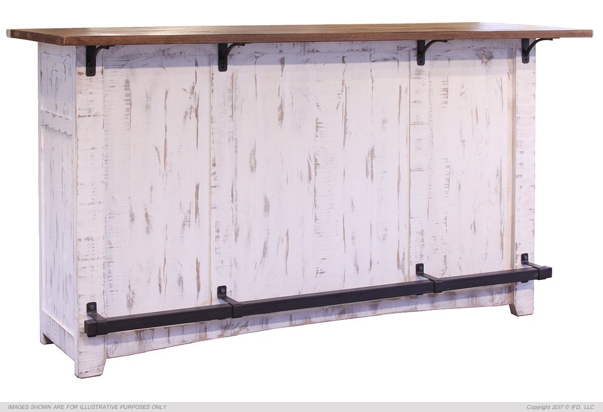 Juego de bar Pueblo White envejecido - 100% madera maciza
