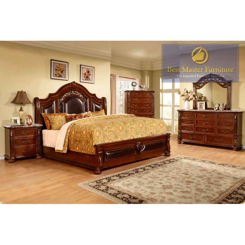 B1010 Cherry 4 Pc Bedroom Set Best Master