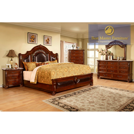 B1010 Cherry Finish 4 Pc King Bedroom Set
