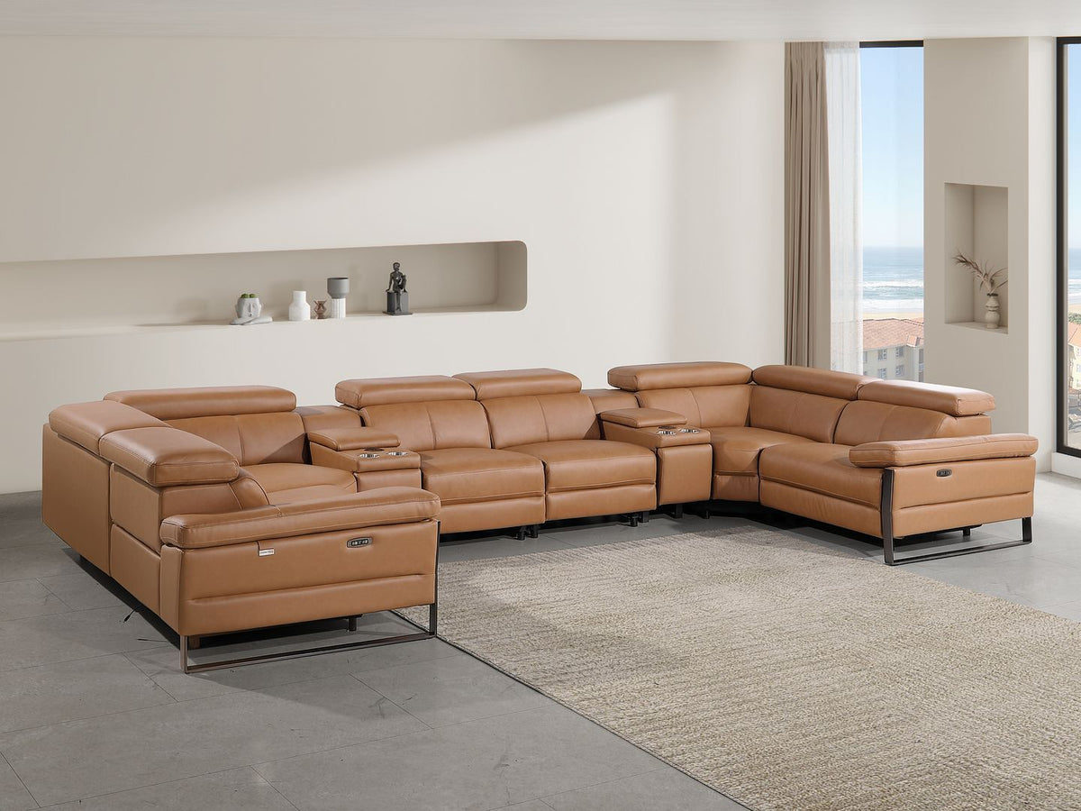 1246 DivanItalia 8 Pc U-Shaped Modular Power Sectional - 7 Colors