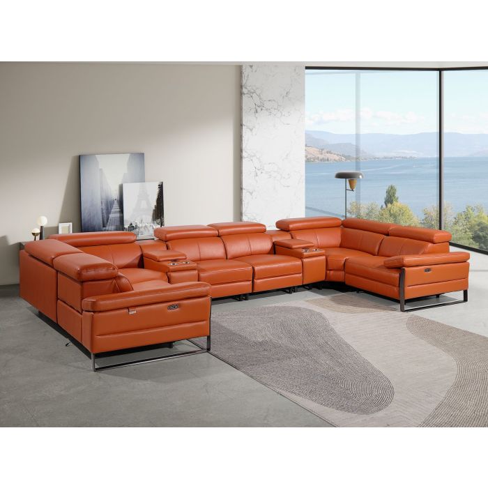 1246 DivanItalia 8 Pc U-Shaped Modular Power Sectional - 7 Colors