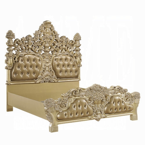 Seville Gold Finish Bedroom Collection - Intricately Carved
