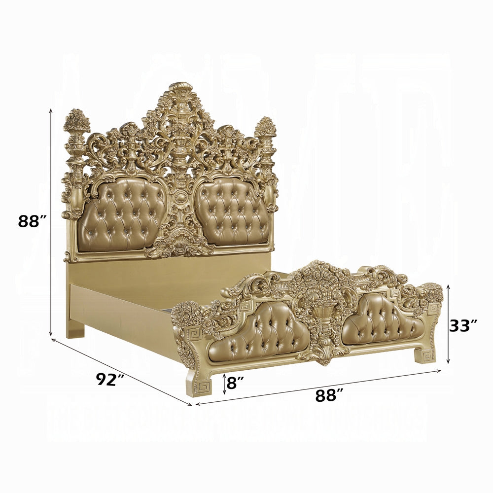 Seville Gold Finish Bedroom Collection - Intricately Carved