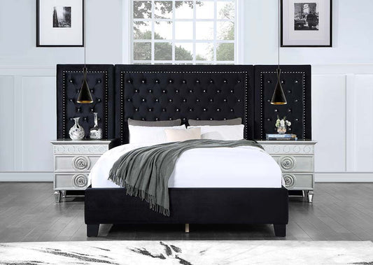 Damazy Velvet Bed by Acme - Black or Blue