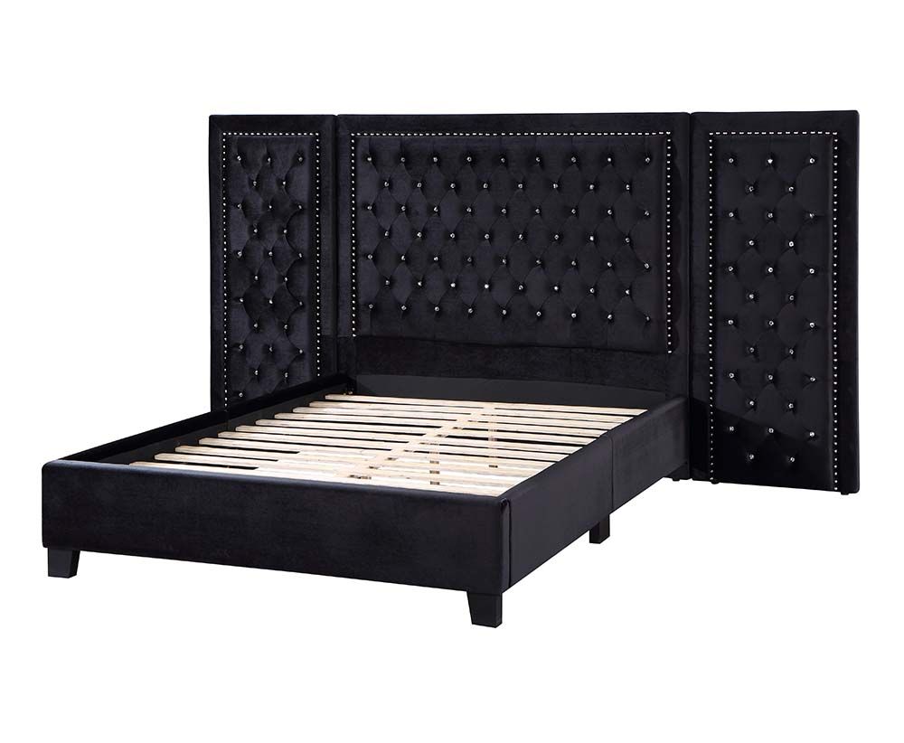Damazy Velvet Bed by Acme - Black or Blue
