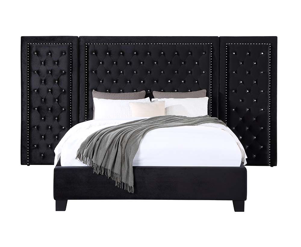 Damazy Velvet Bed by Acme - Black or Blue