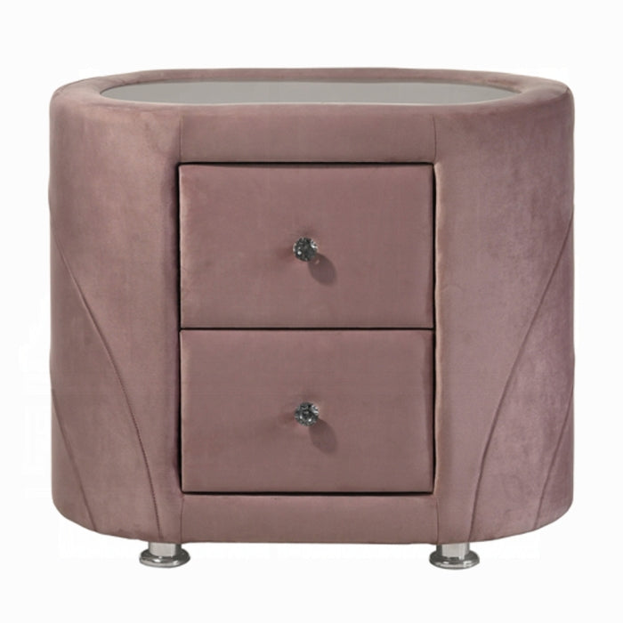 Salonia Pink Velvet Nightstand BD01184