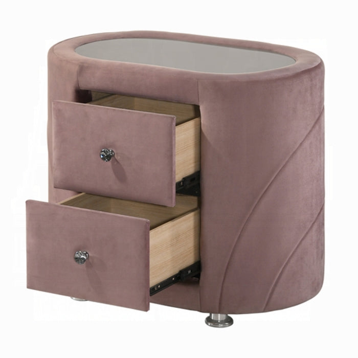 Salonia Pink Velvet Nightstand BD01184