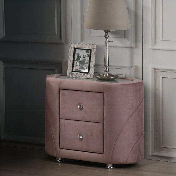 Salonia Pink Velvet Nightstand BD01184