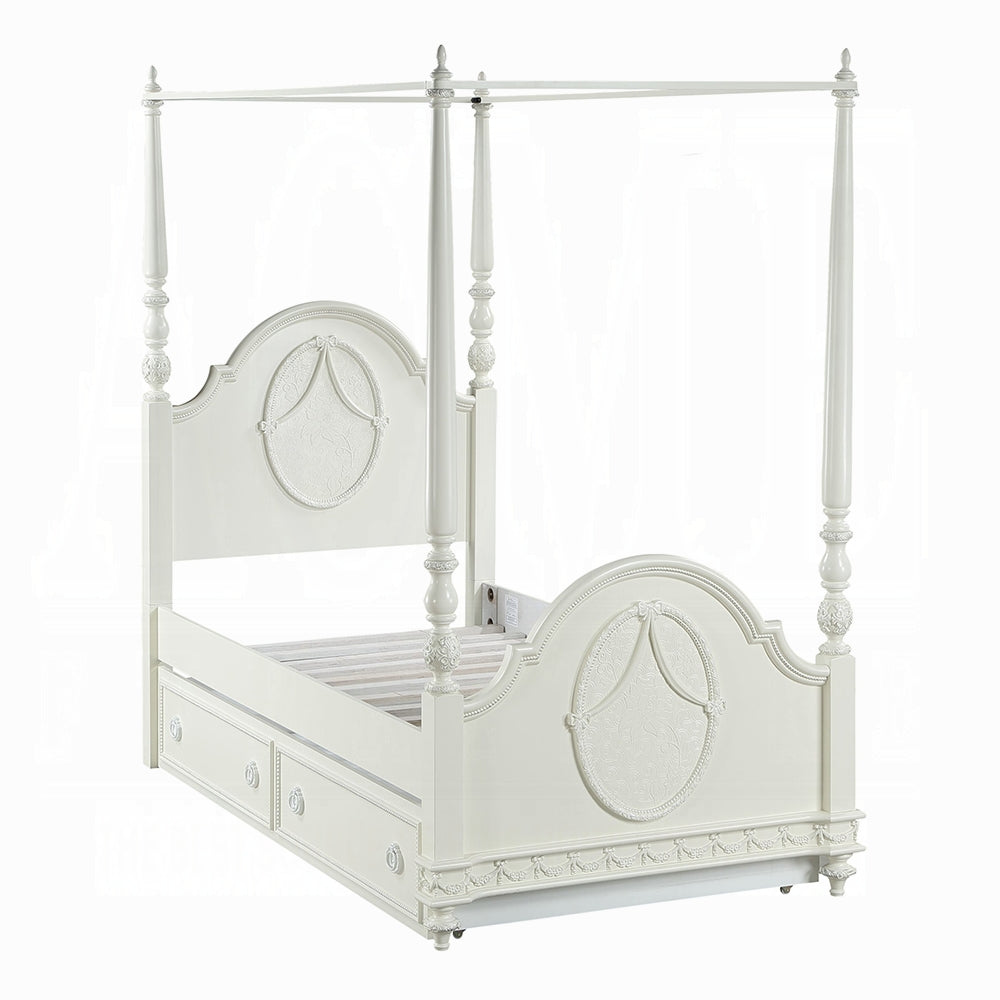 Dorothy Ivory Canopy Bed w/Trundle BD02261T