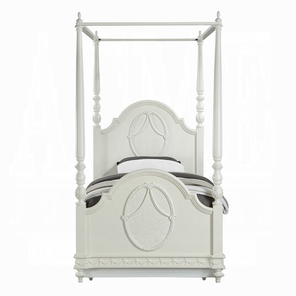Dorothy Ivory Canopy Bed w/Trundle BD02261T