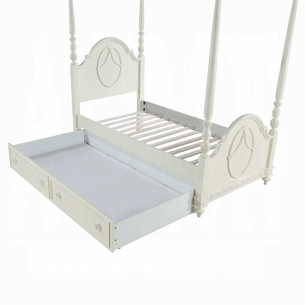 Dorothy Ivory Canopy Bed w/Trundle BD02261T