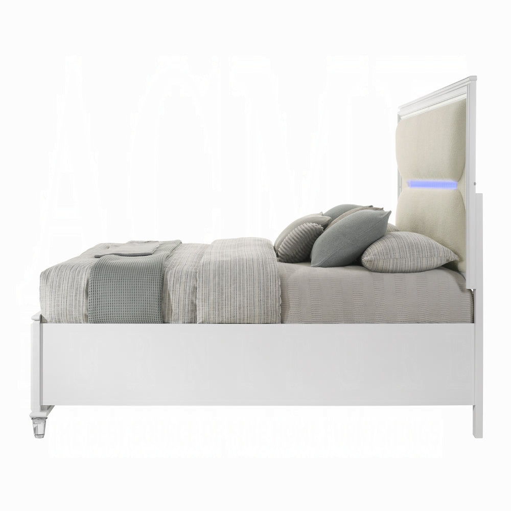 Tarian Boucle Bed & Pearl White Case Goods