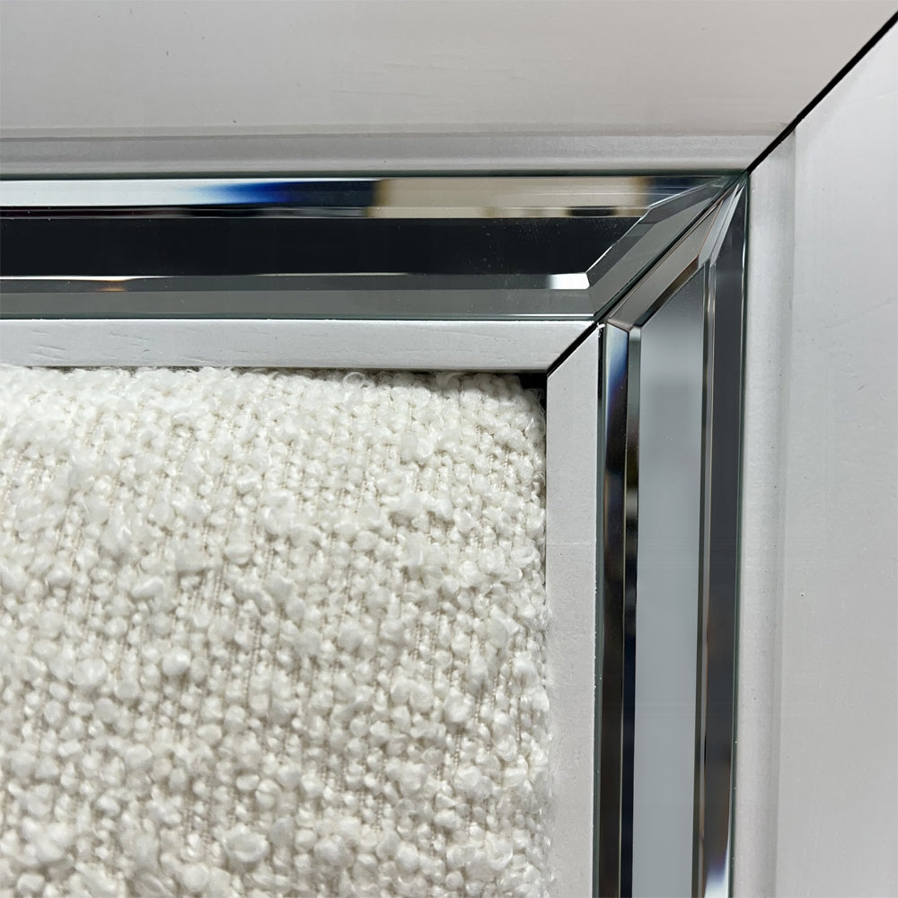 Tarian Boucle Bed & Pearl White Case Goods