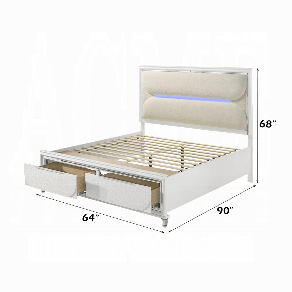 Tarian Boucle Bed & Pearl White Case Goods