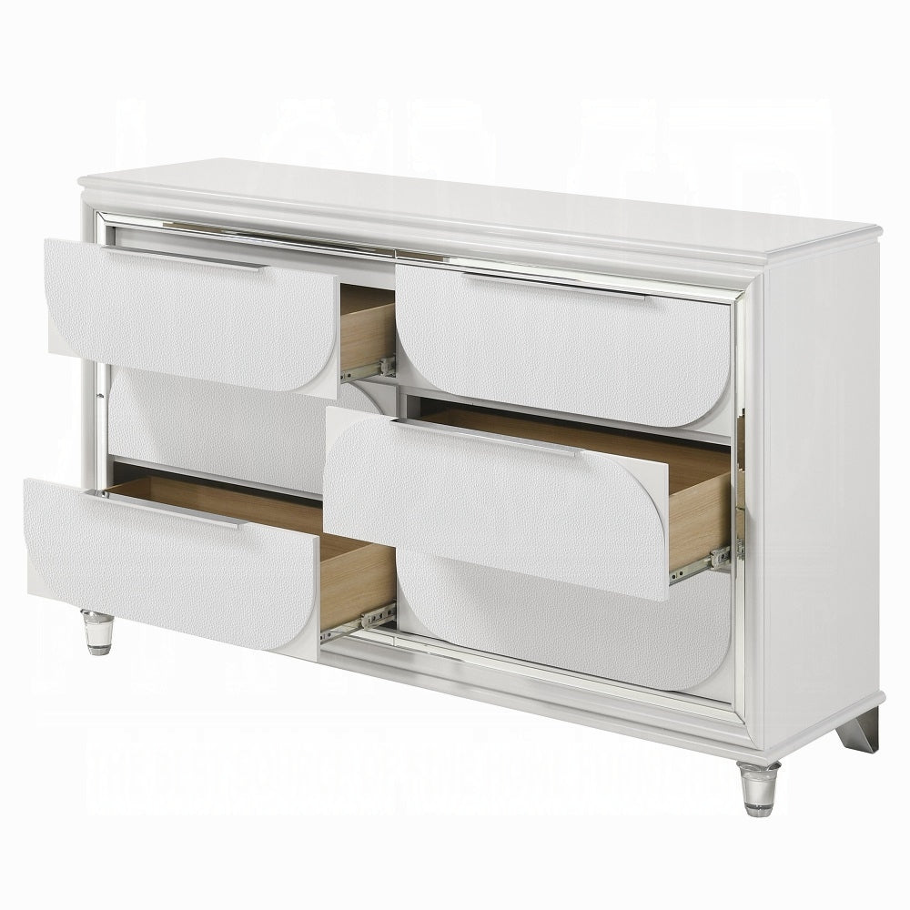 Tarian Boucle Bed & Pearl White Case Goods