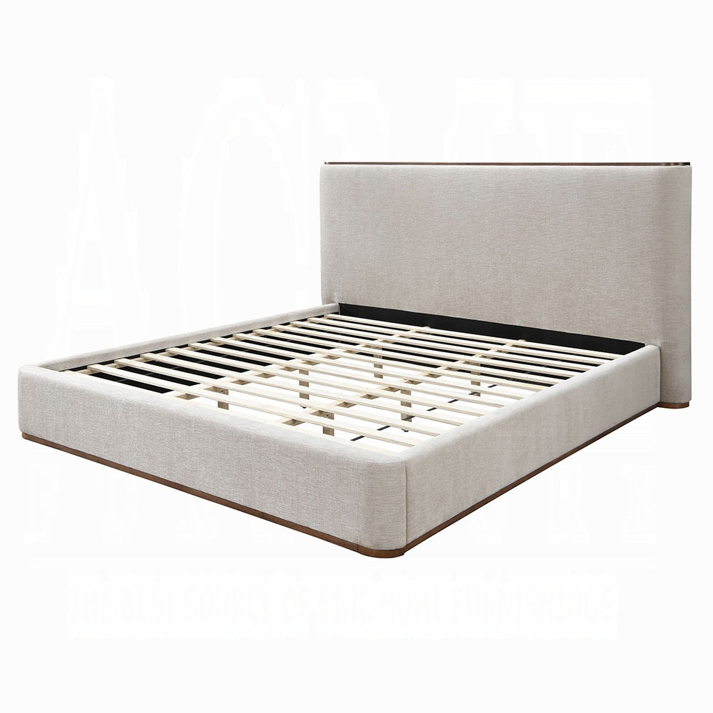 Orane Eastern King Grey Linen Platform Bed